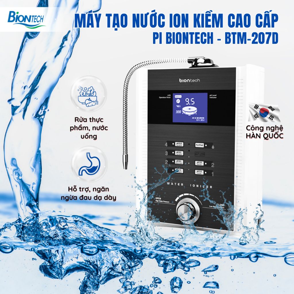 Máy tạo nước ion kiềm cao cấp PI BIONTECH công nghệ hàn quốc - BTM-207D - Hỗ trợ sức khoẻ Gia Đình