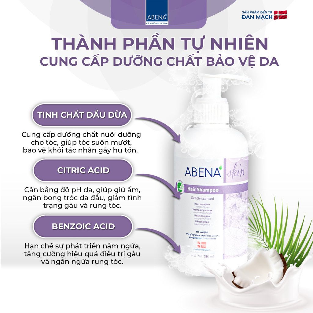 Dầu gội Abena Hair Shampoo with perfume -Nhập khẩu Đan Mạch (Chai 250ml)