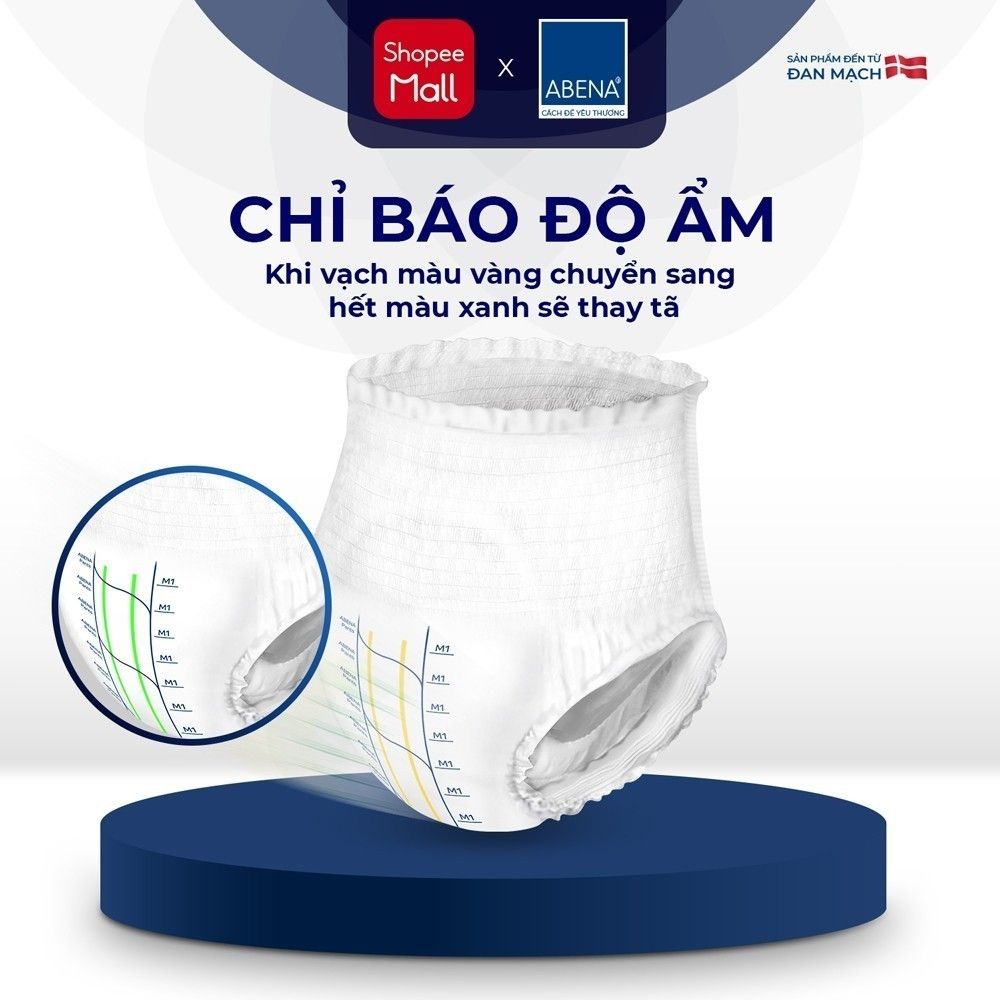 Tã quần người lớn Abena Pants Premium M1 Gói 15 miếng thấm hút 1.400ml - Nhập khẩu Đan Mạch