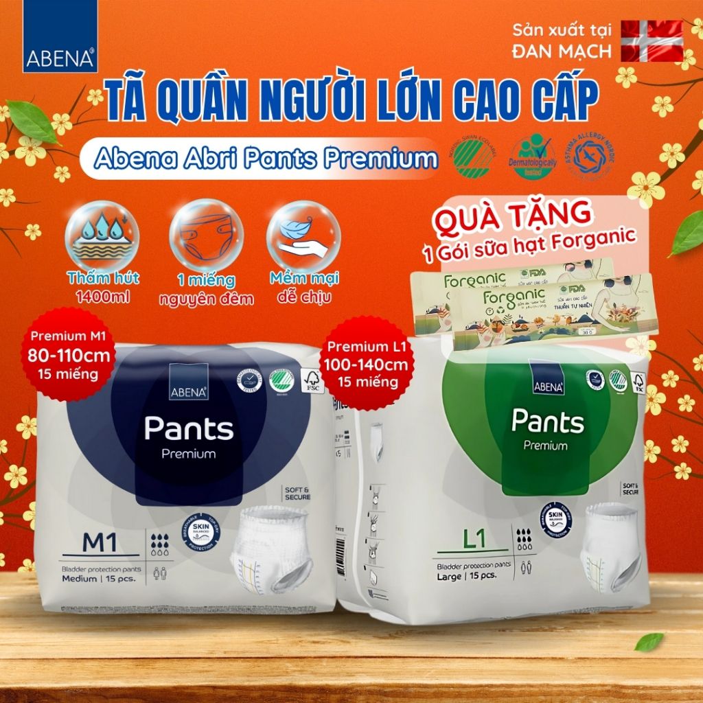 Tã quần người lớn Abena Pants Premium siêu thấm hút lên đến 2.4 lít thoải mái để ngủ qua đêm- Nhập khẩu Đan Mạch