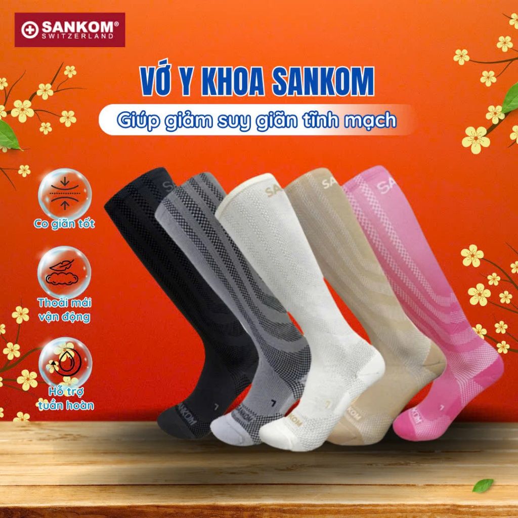 Vớ SANKOM - Giúp giảm suy giãn tĩnh mạch - Dùng cho cả nam và nữ