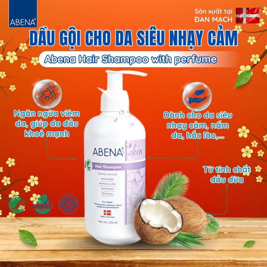 Dầu gội Abena Hair Shampoo with perfume -Nhập khẩu Đan Mạch (Chai 250ml)