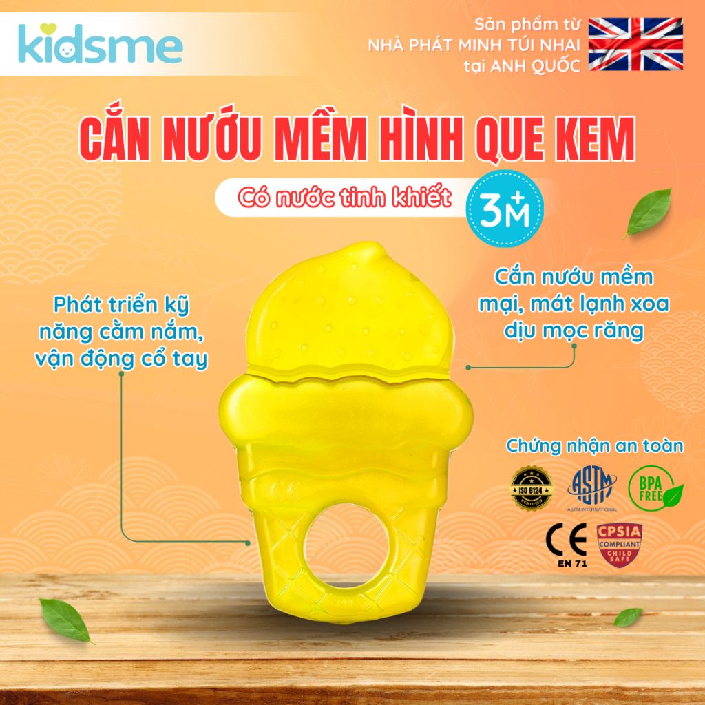 Cắn nướu mềm có nước hình que kem màu chanh kidsme