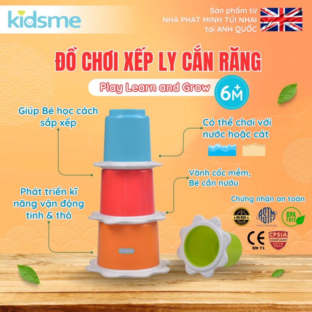 Đồ chơi xếp ly có cắn răng kidsme