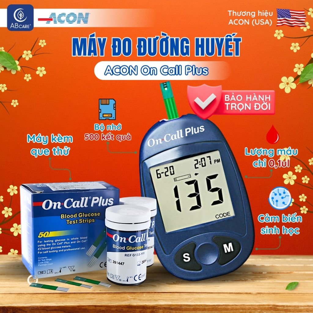Máy đo đường huyết ACON On Call Plus - Đo nhanh trong 10S bảo hành trọn đời