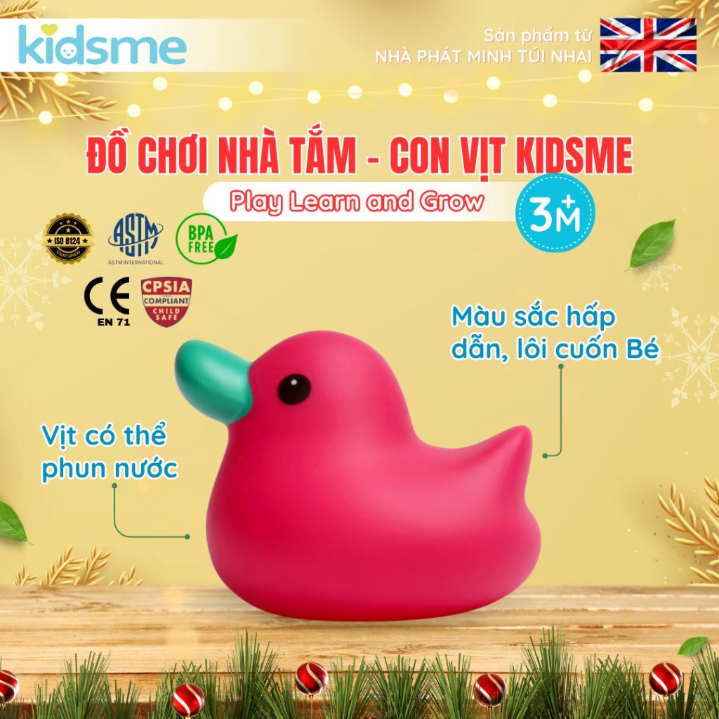 Đồ chơi nhà tắm con vịt đáng yêu kích thích khám phá bơi lội cho bé kidsme