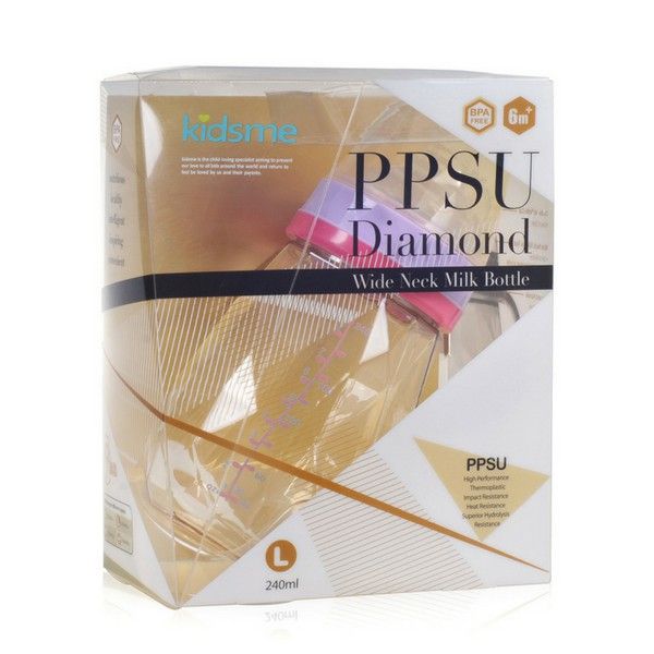 Bình sữa kim cương cổ rộng PPSU kidsme 240ml