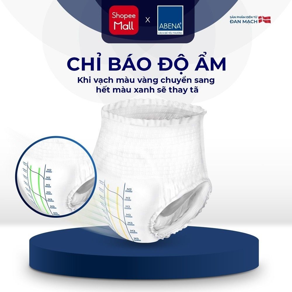 Tã quần người lớn Abena Pants Premium M3 gói 15 miếng thấm hút 2.400ml - Nhập khẩu Đan Mạch