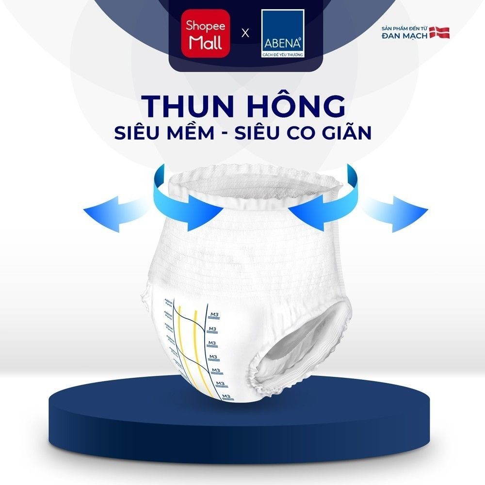 Tã quần người lớn Abena Pants Premium M3 gói 15 miếng thấm hút 2.400ml - Nhập khẩu Đan Mạch