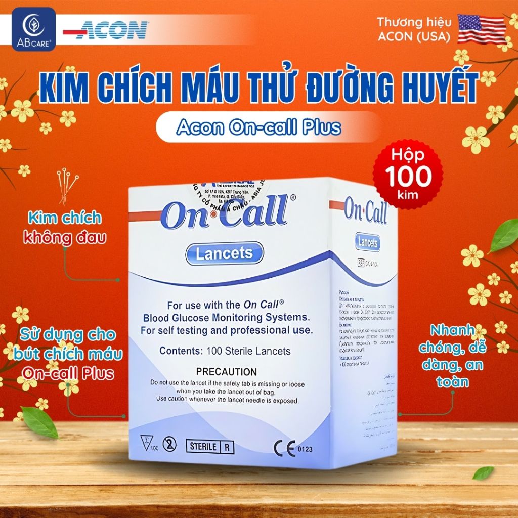 Kim chích máu thử đường huyết Acon On-call Plus không đau (100 kim / hộp)