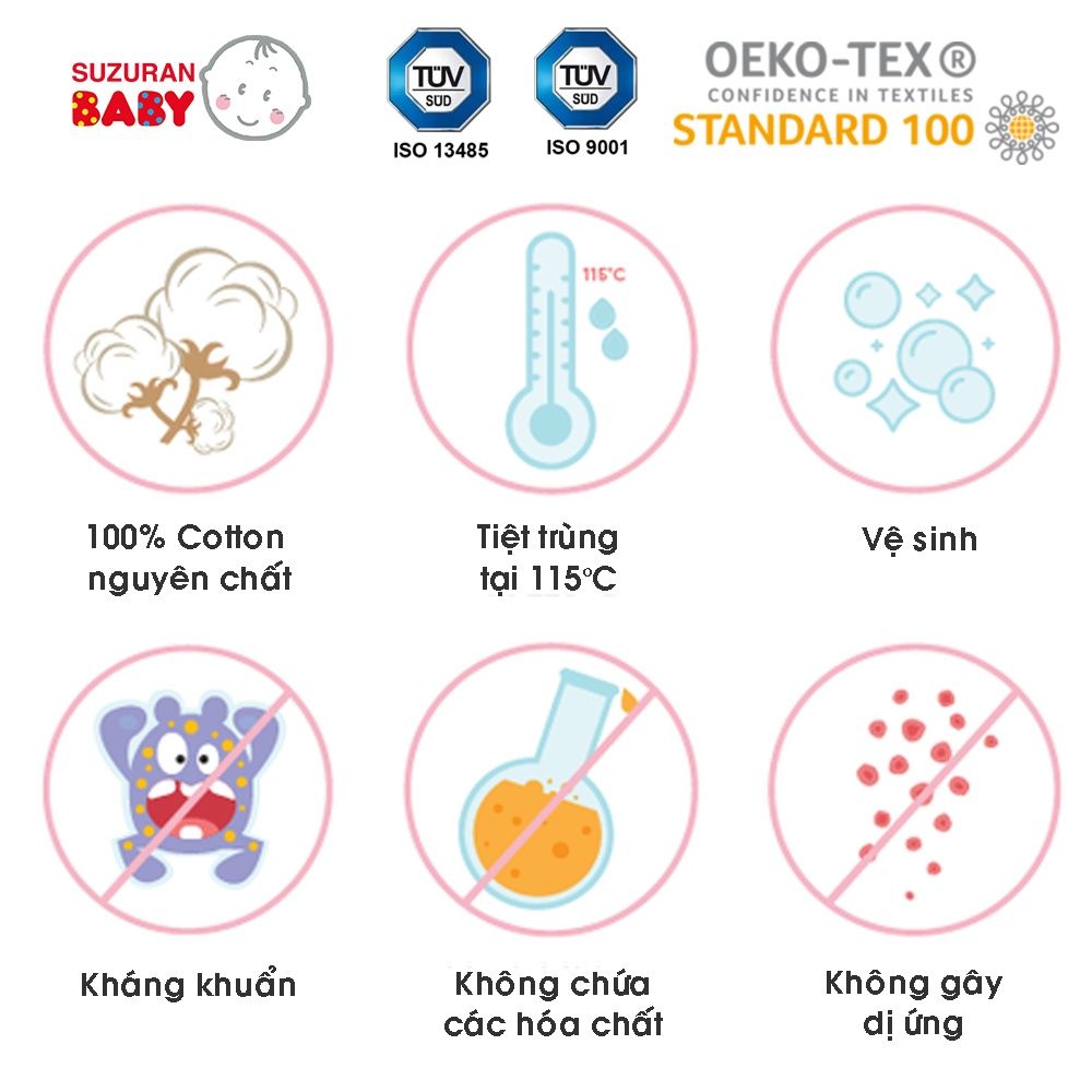 Khăn Lót Lưng Kháng Khuẩn Chitosan kháng khuẩn Suzuran Japan