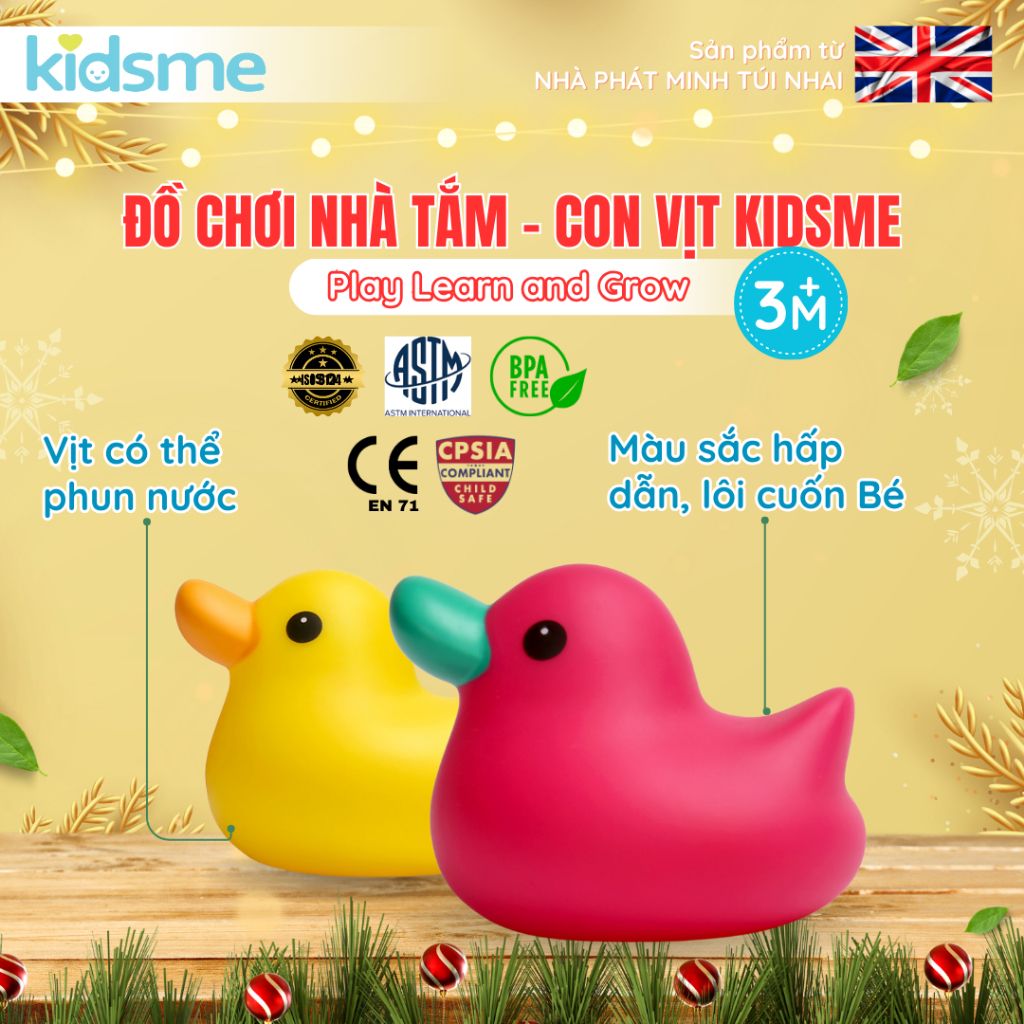 Đồ chơi nhà tắm con vịt đáng yêu kích thích khám phá bơi lội cho bé kidsme