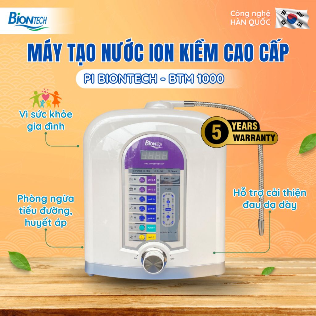 Máy tạo nước ion kiềm cao cấp PI BIONTECH công nghệ hàn quốc - BTM 1000 - Hỗ trợ sức khoẻ Gia Đình