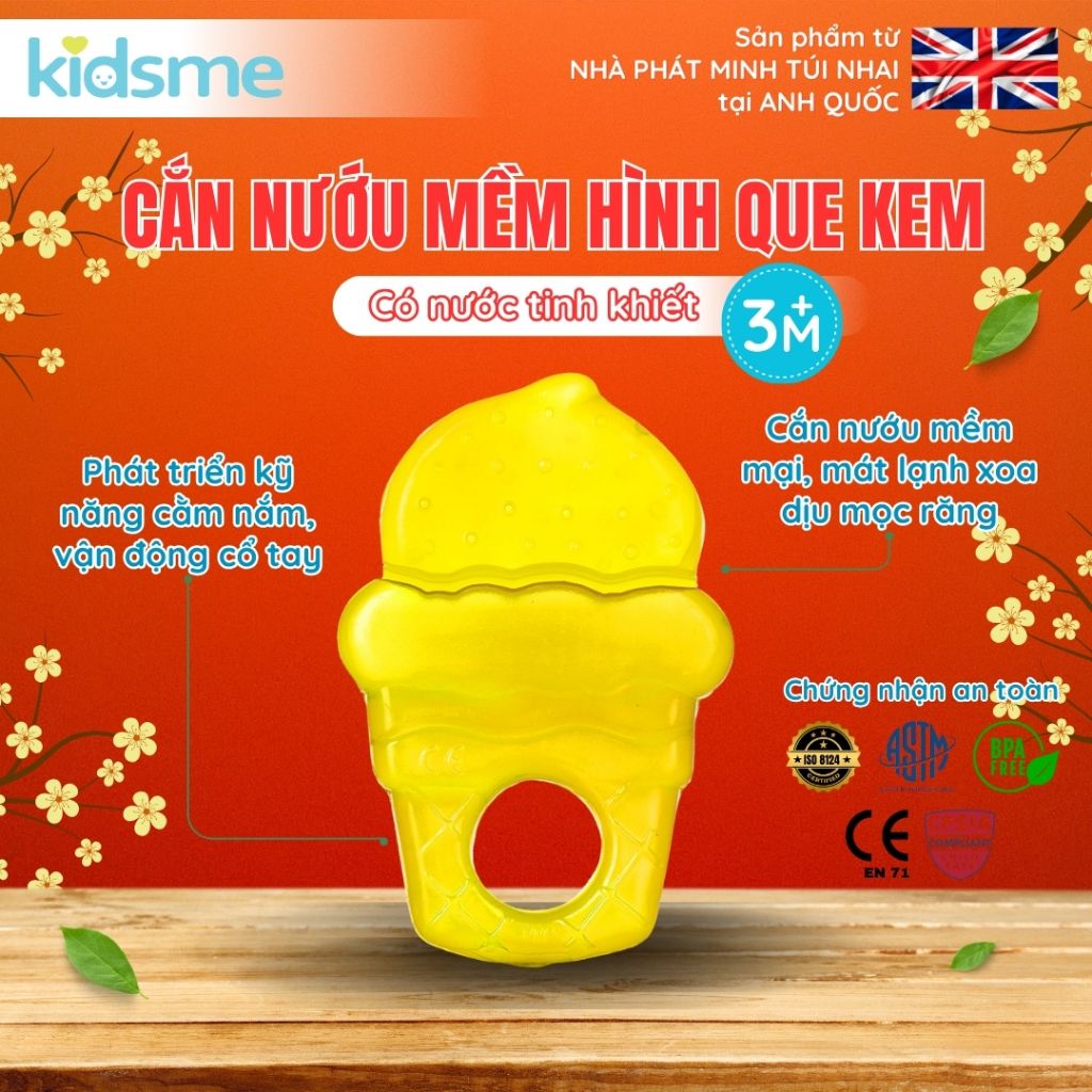 Cắn nướu mềm có nước hình que kem màu chanh kidsme