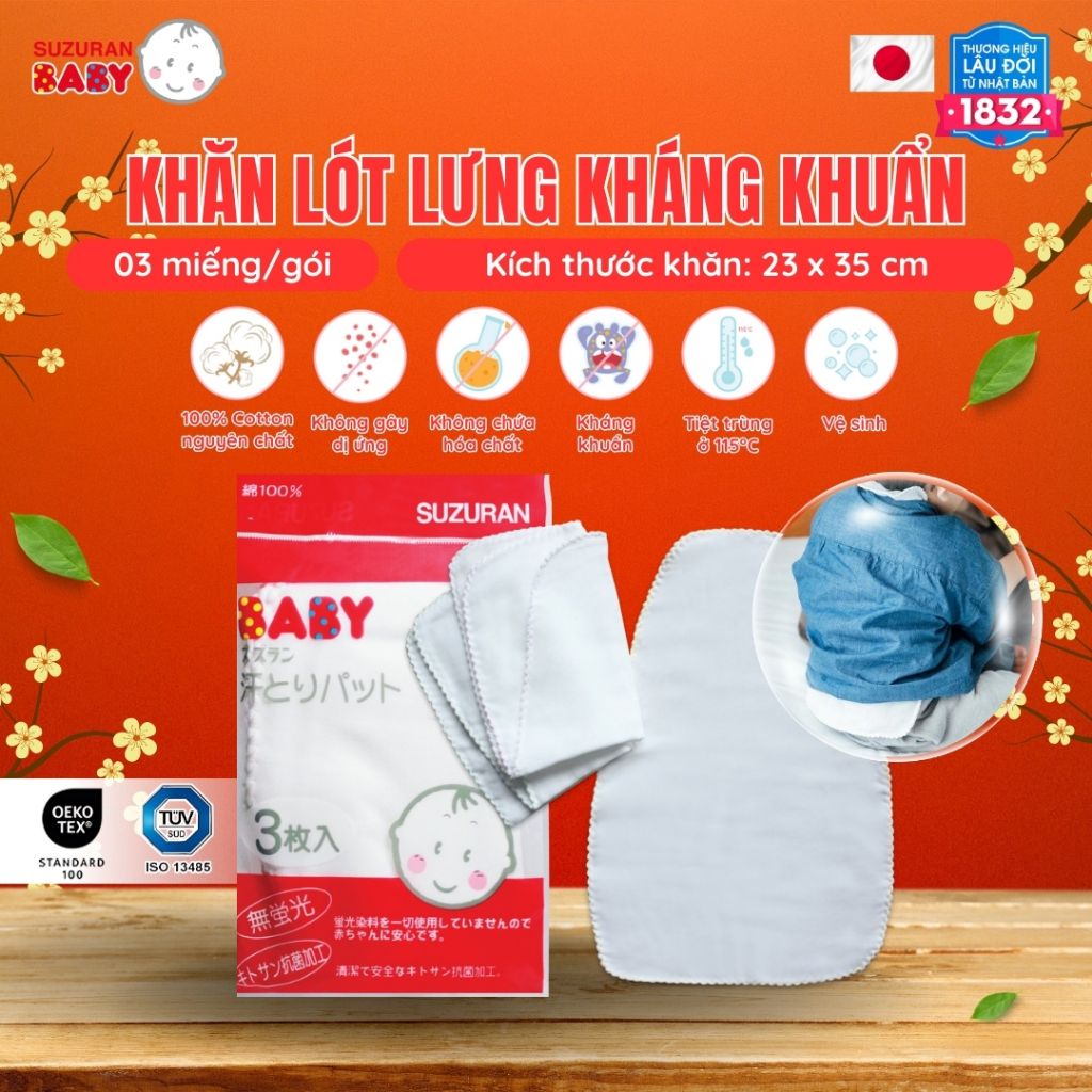 Khăn Lót Lưng Kháng Khuẩn Chitosan kháng khuẩn Suzuran Japan