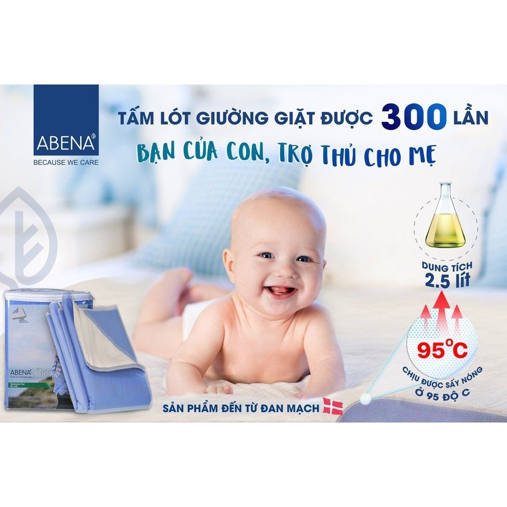 Tấm lót giường giặt được Abena Pad (85x90cm ) - Nhập khẩu từ Đan Mạch