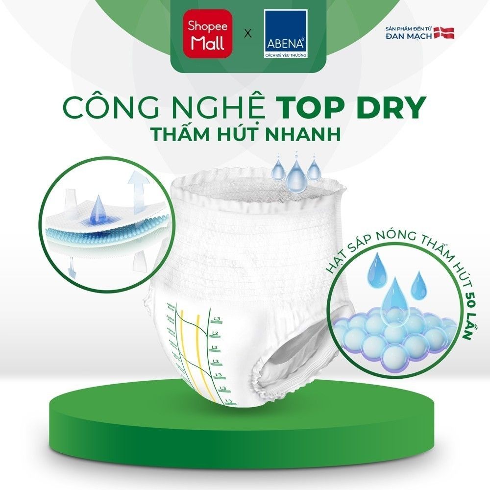 Tã quần người lớn Abena Pants Premium L3 thấm hút 2.400ml Gói 15 miếng - Nhâp khẩu Đan Mạch