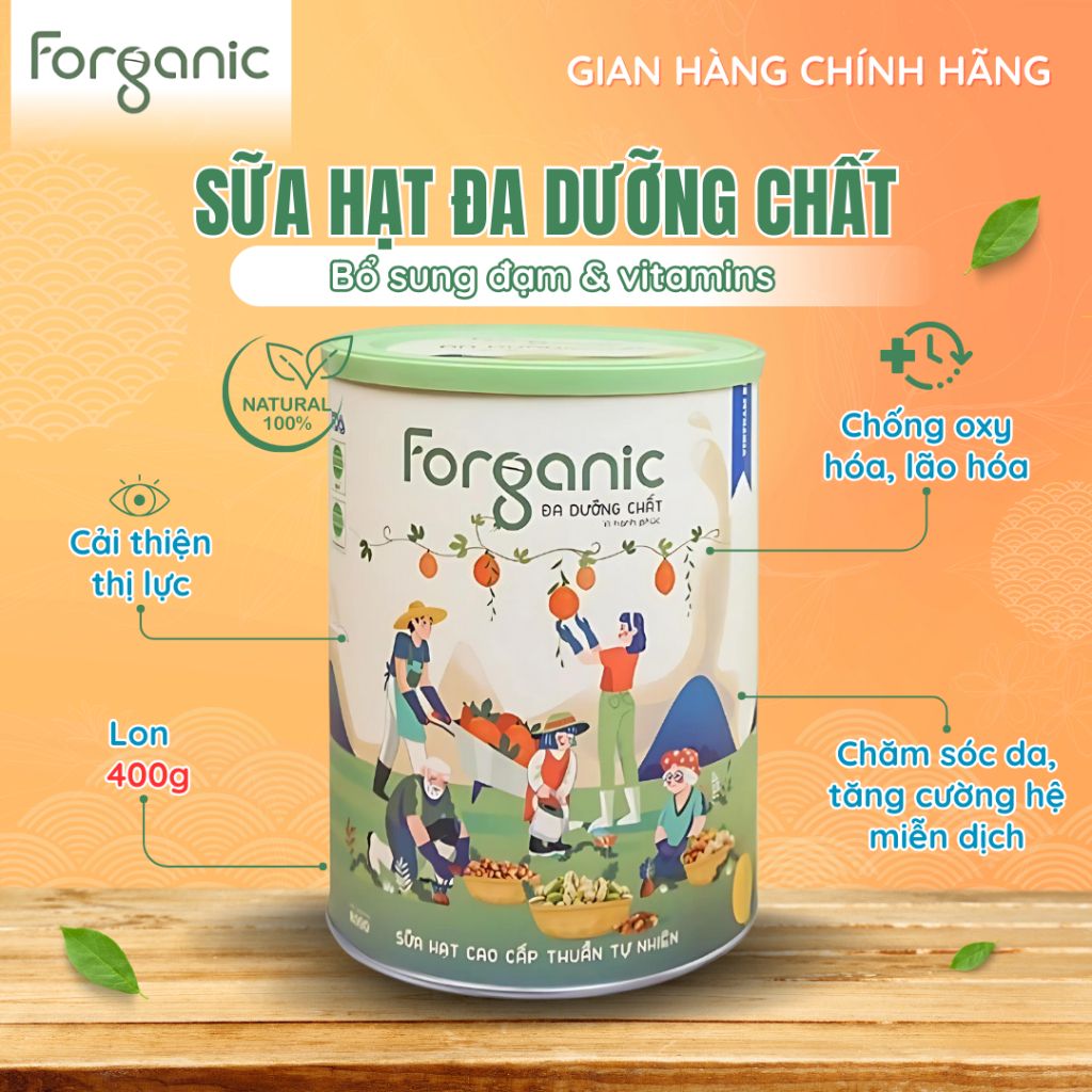 Sữa Hạt Forganic Đa dưỡng chất, Và Bữa Ăn Thay Thế bổ sung đạm và vitamin - Lon 400g