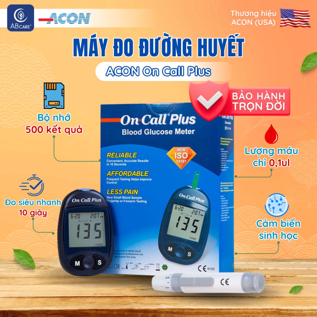 Máy đo đường huyết ACON On Call Plus - Đo nhanh trong 10S bảo hành trọn đời
