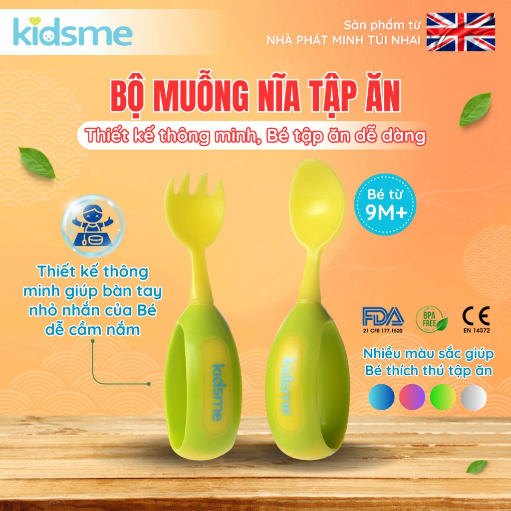 Bộ nĩa và muỗng tập ăn kidsme - Thích hợp cho bữa ăn của bé