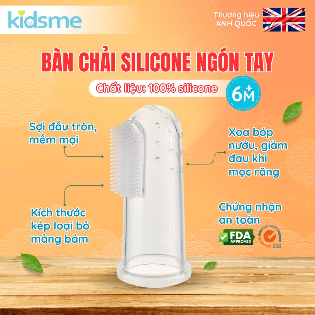Bàn chải chà vệ sinh và xoa dịu nướu cho bé bằng Silicone kidsme