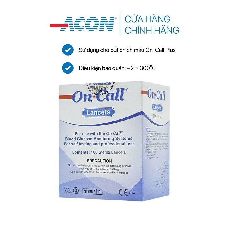 Kim chích máu thử đường huyết Acon On-call Plus không đau (100 kim / hộp)