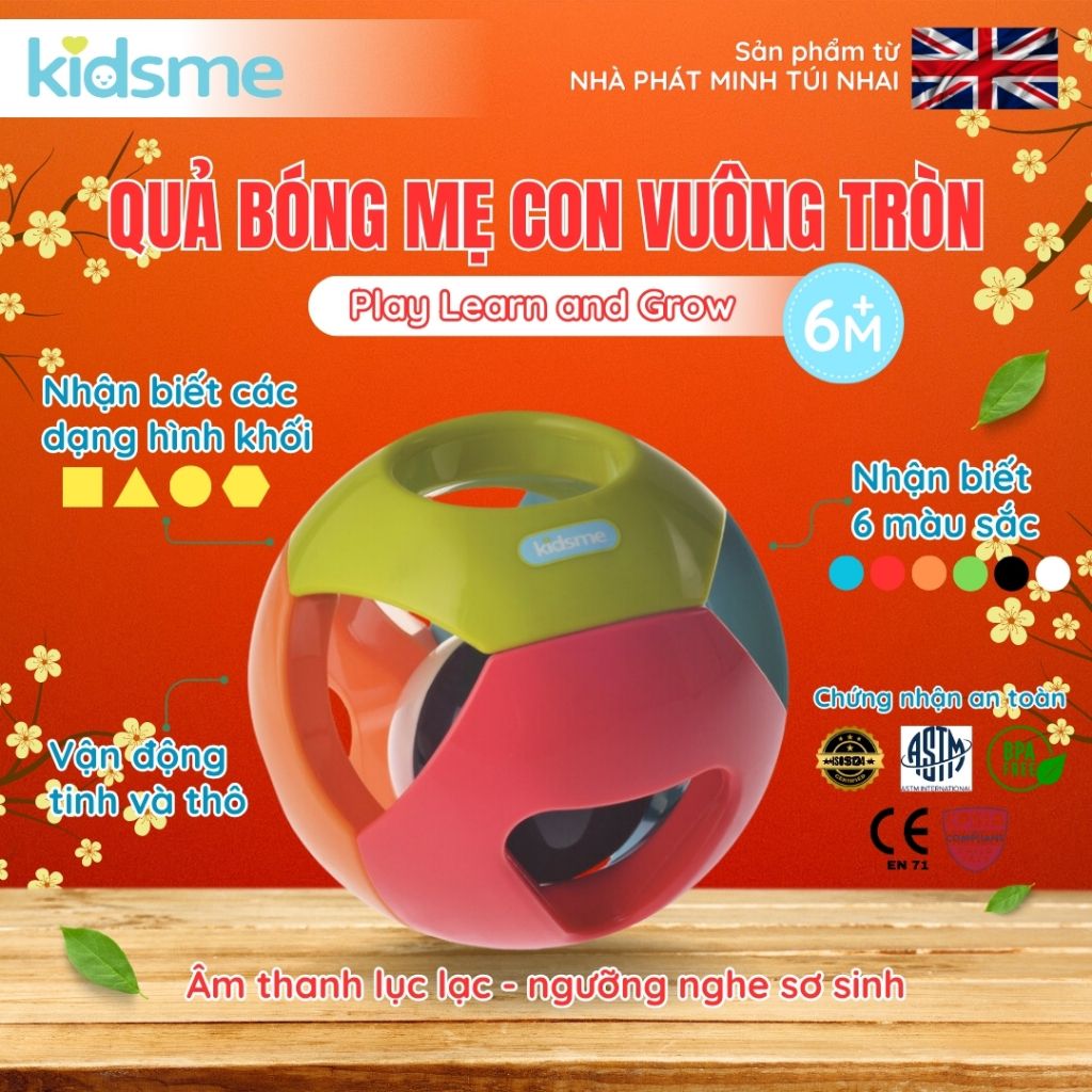 Đồ chơi bóng mẹ con vuông tròn kidsme
