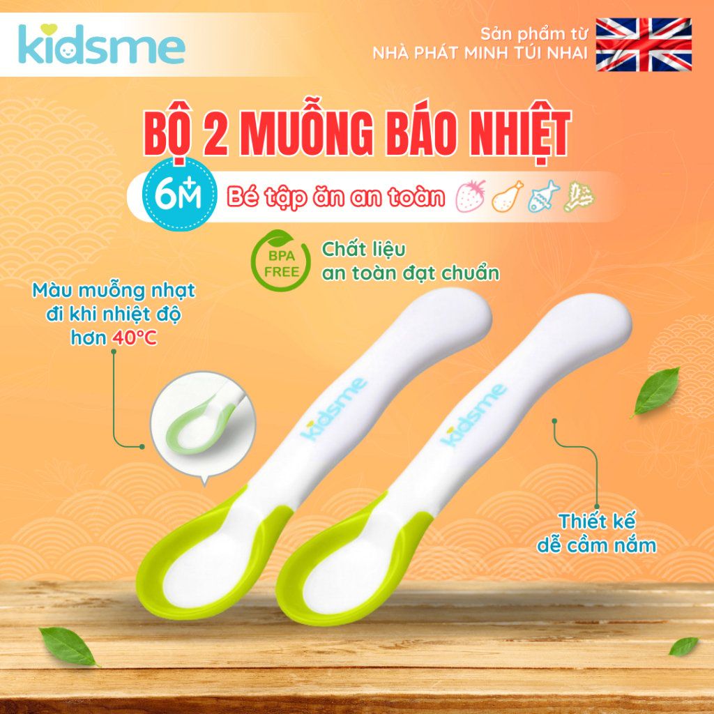 Bộ muỗng báo nhiệt 2 cái Kidsme