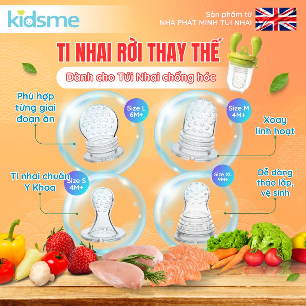 Bộ ti rời lỗ chữ thập thay thế Bình Bóp kidsme - Từ 04 Tháng Tuổi - 160365
