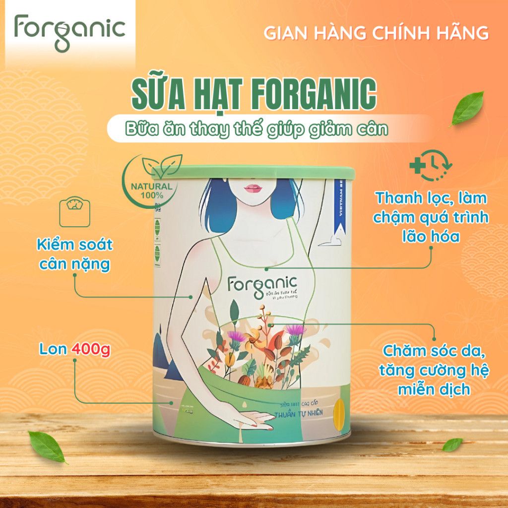 Sữa Hạt Forganic Đa dưỡng chất, Và Bữa Ăn Thay Thế bổ sung đạm và vitamin - Lon 400gr
