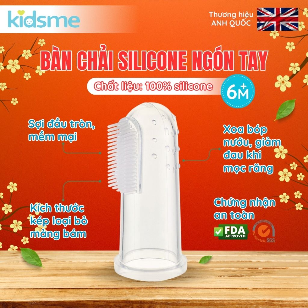 Bàn chải chà vệ sinh và xoa dịu nướu cho bé bằng Silicone kidsme