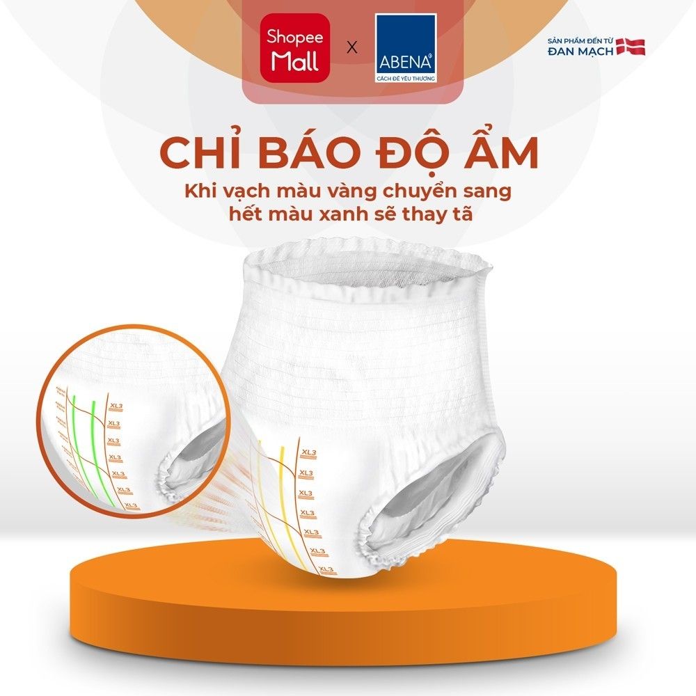 Tã quần người lớn Abena Pants XL3 thấm hút 2.600ml - Nhập khẩu Đan Mạch (Gói 16 miếng)