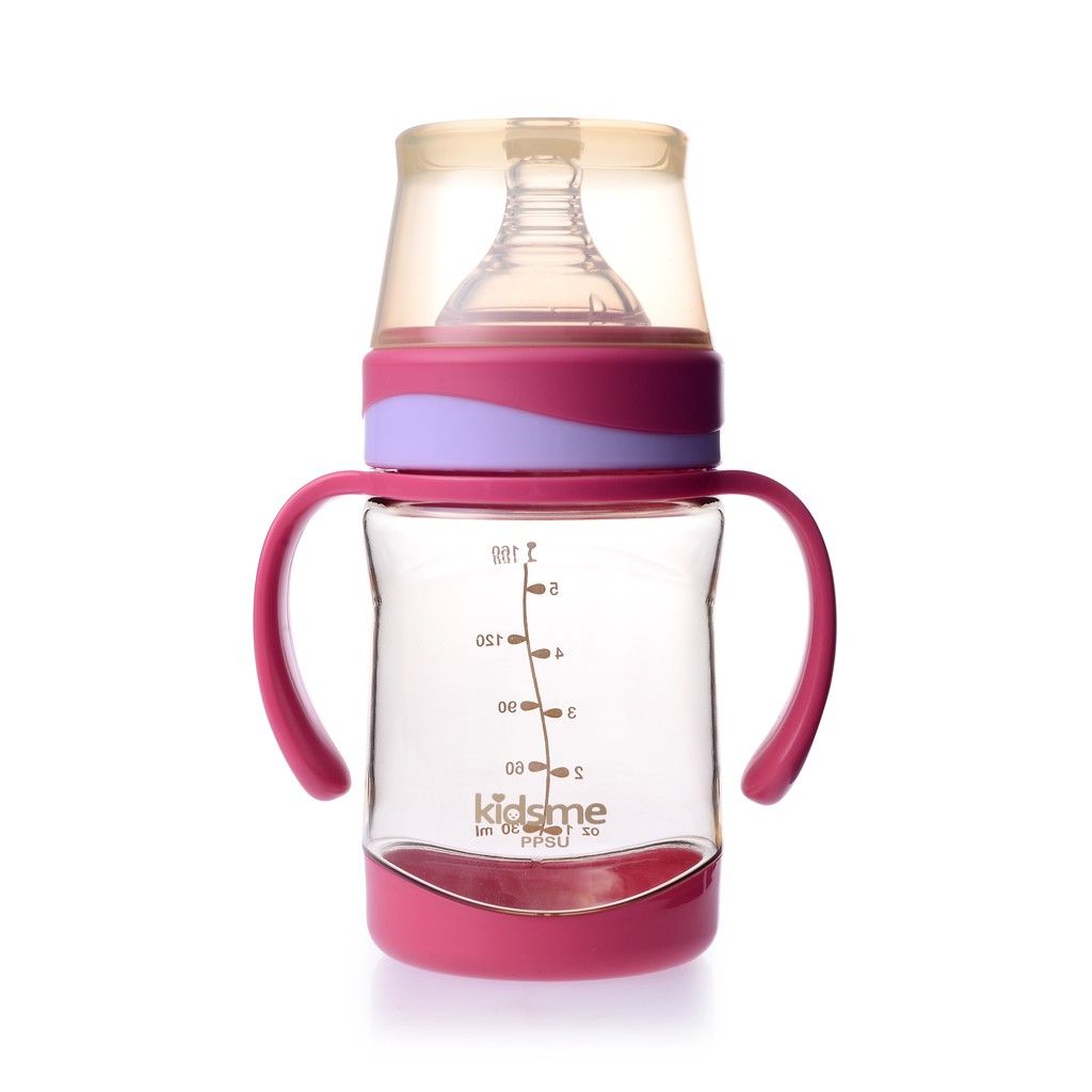 Bình sữa cổ rộng PPSU có tay cầm kidsme 160ml