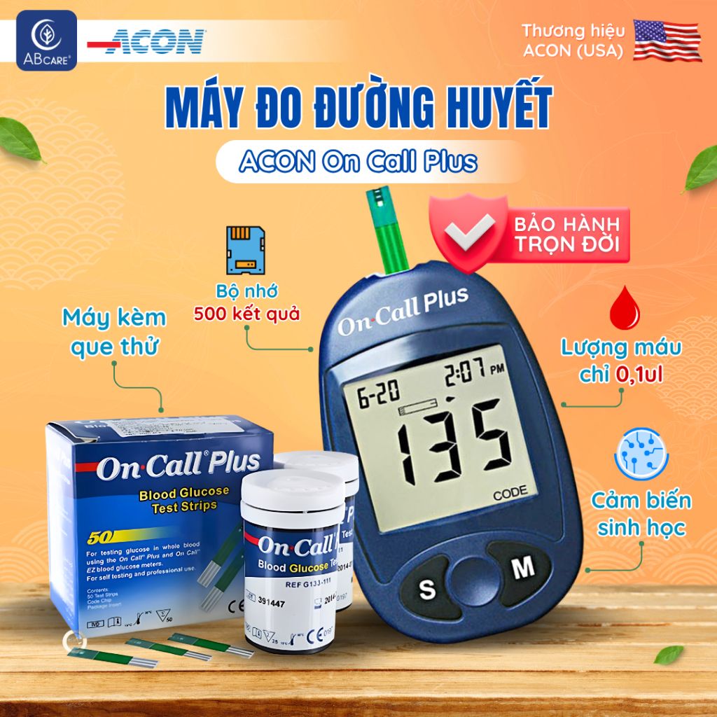 Máy đo đường huyết ACON On Call Plus - Đo nhanh trong 10S bảo hành trọn đời
