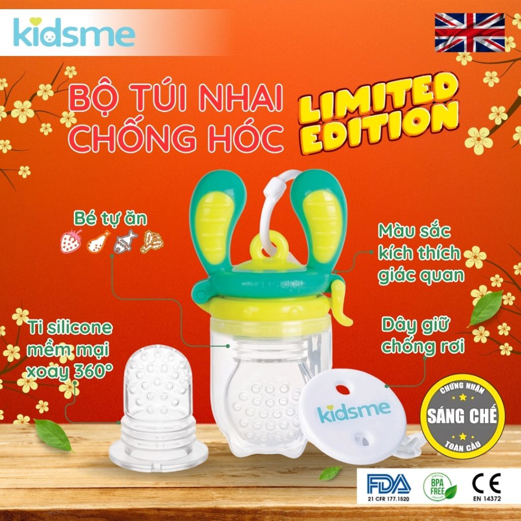 Túi nhai chống hóc tay cầm hình rau củ kidsme - Từ 04 tháng tuổi