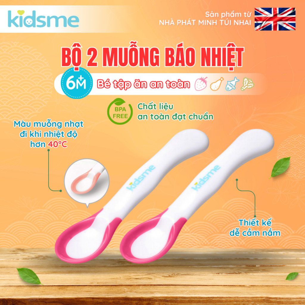 Bộ muỗng báo nhiệt 2 cái Kidsme