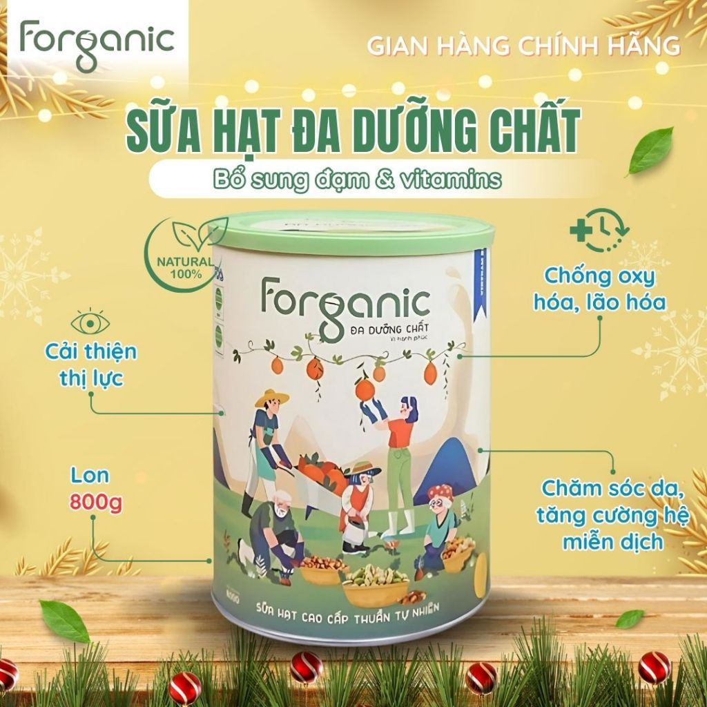 Sữa Hạt Forganic Đa dưỡng chất, Và Bữa Ăn Thay Thế bổ sung đạm và vitamin - Lon 800gr