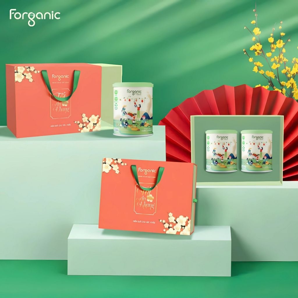 Sét quà tết 2 lon sữa hạt cao cấp Forganic 400g quà tặng yêu thương cho gia đình
