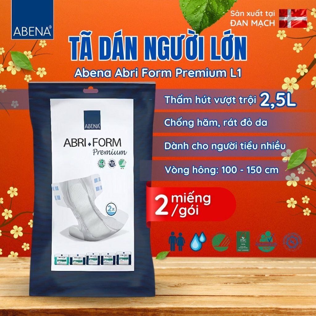Tã dán người lớn Abena Abri Form Premium - Nhập khẩu Đan Mạch (Gói 2 miếng)