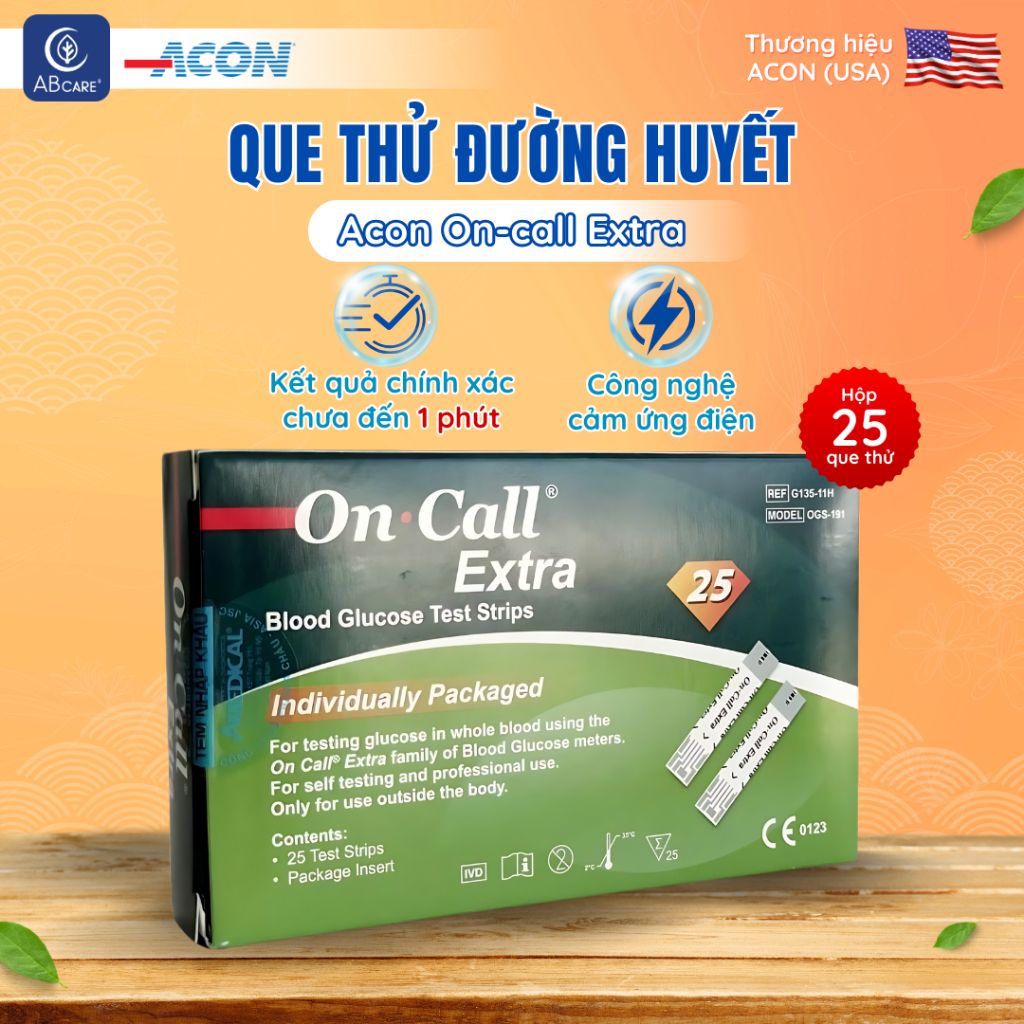 Que thử đường huyết Acon On-call extra (25 - 50 que/hộp)