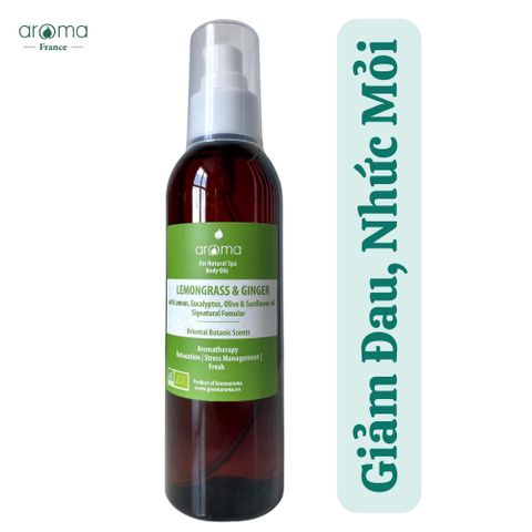 Dầu massage body thư giãn, dầu massage trị liệu, dầu xoa bóp giảm nhức mỏi Sả chanh & Gừng - Lemongrass & Ginger Body Oil 100ml - 500ml