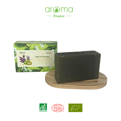 Xà phòng handmade Nhàu Hồng phong lữ & Dừa - Noni & Coconut Handcrafted Soap -  Xà phòng thiên nhiên Aroma - Xà phòng thủ công Nhàu Hồng phong lữ & Dừa