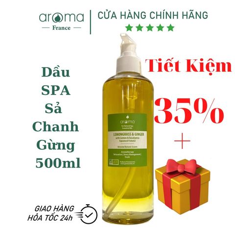 Dầu massage chuyên nghiệp dành cho Spa cao cấp Thư giãn, Trị liệu tự nhiên Sả Chanh & Gừng - 500ml