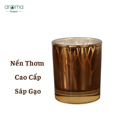 Nến thơm Aroma Gilded Glass Jar Candle  - Nến thơm tinh dầu hoa mộc lan & nhũ hương - Nến thơm trang trí cao cấp