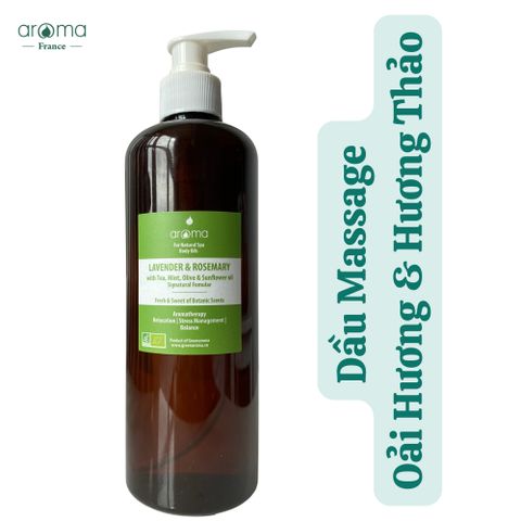 Dầu massage trị liệu, dầu xoa bóp, dầu massage Oải hương & Hương thảo - Lavender & Rosemary Body Oil Spa