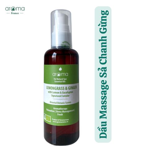 Dầu massage body thư giãn, dầu massage trị liệu, dầu xoa bóp giảm nhức mỏi Sả chanh & Gừng - Lemongrass & Ginger Body Oil 100ml - 500ml