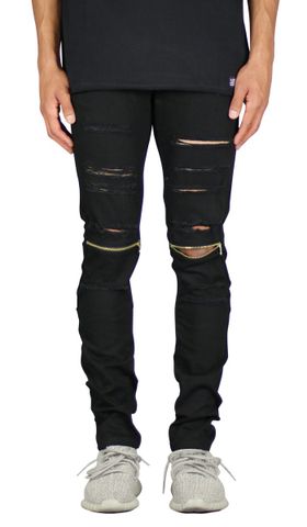 Black Knee Zipper pant