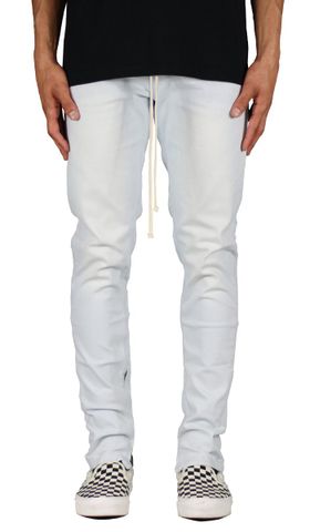 White Blue Stack Zipper Jean