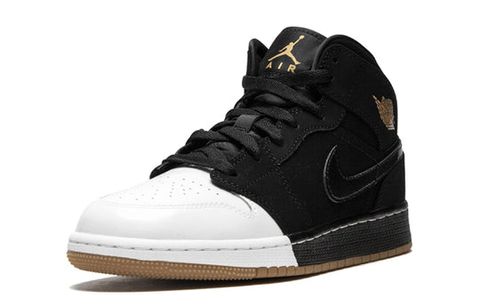 Jordan 1 Mid Black White Gold (GS) 555112-021 Chính Hãng - Qua Sử Dụng - Độ Mới Cao