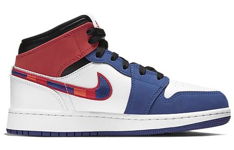 Jordan 1 Mid Rush Blue University Red (GS) BQ6931-146 Chính Hãng - Qua Sử Dụng - Độ Mới Cao